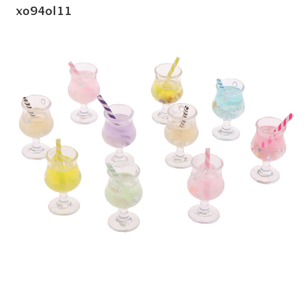 Xo 2pcs1per12rumah Boneka Miniatur juice cup Mini Cocktail Minuman Mainan Untuk Rumah Boneka OL