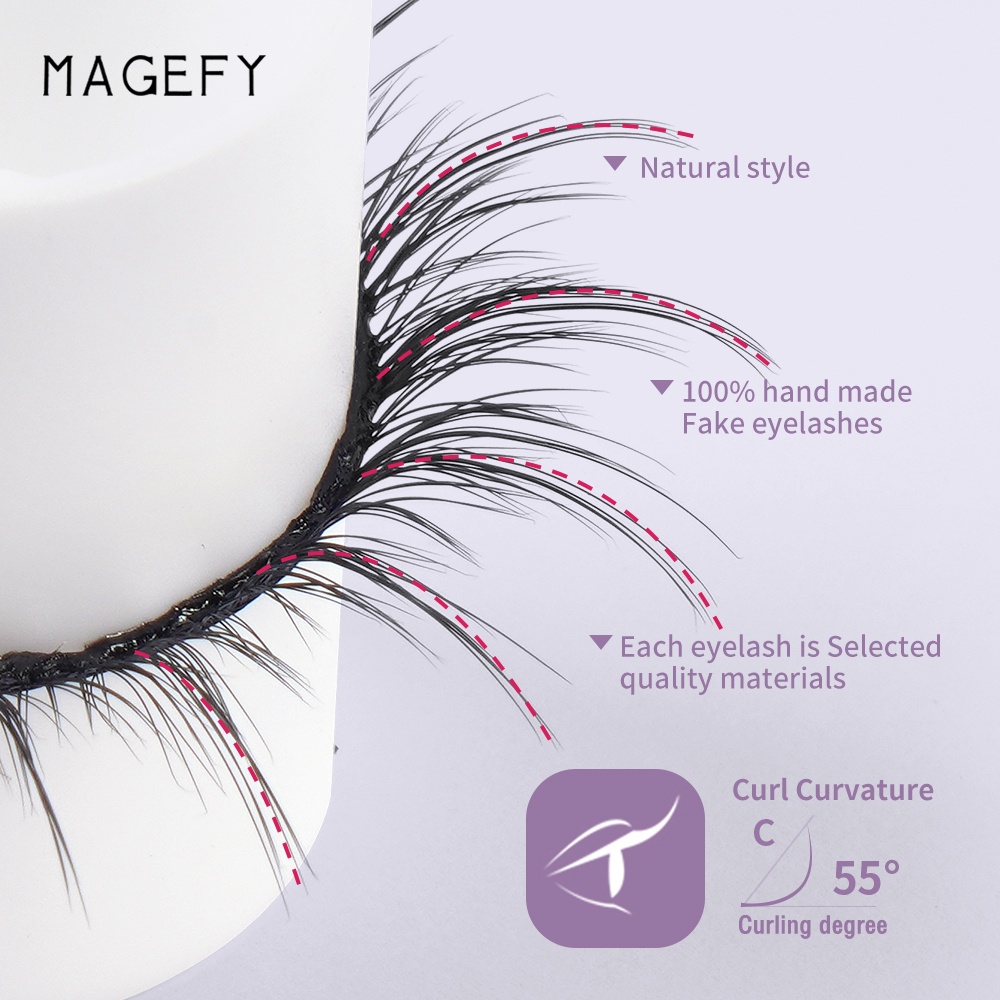 MAGEFY 3 Pasang Bulu Mata Palsu Tanpa Lem - Riasan Cepat &amp; Natural 3D Eyelashes Extension Premium Knot Free Berperekat Yang Dapat Digunakan Kembali Dan Dapat Dengan Mudah Diaplikasikan Dalam 3 Detik 7420