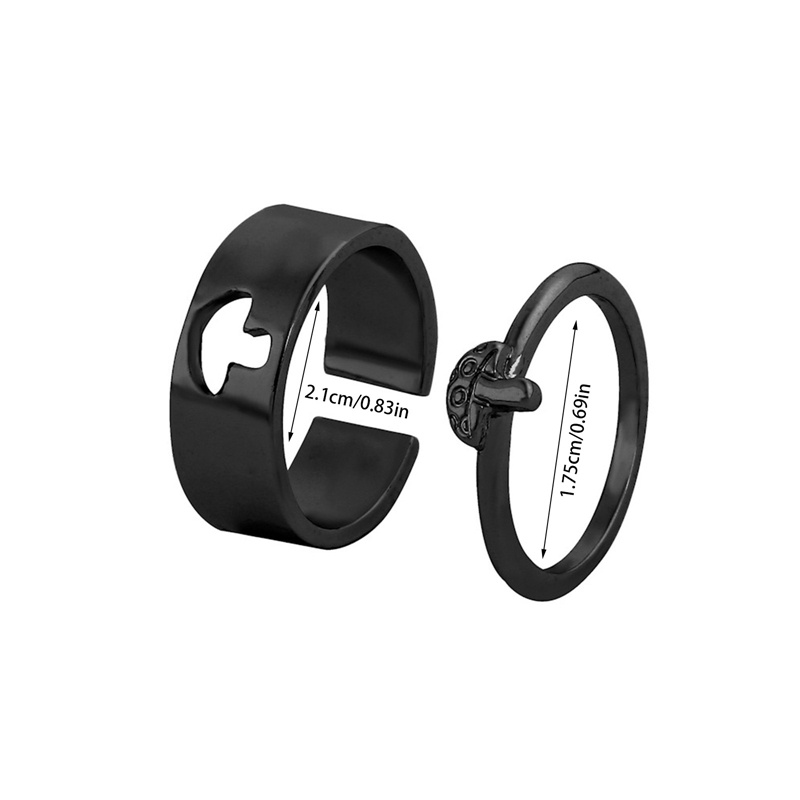 Lucu Jamur Pasangan Cincin Untuk Wanita Pria Trendi Vintage Terbuka Cincin Set Pertunangan Pesta Pernikahan Perhiasan Hadiah Punk Hip Hop