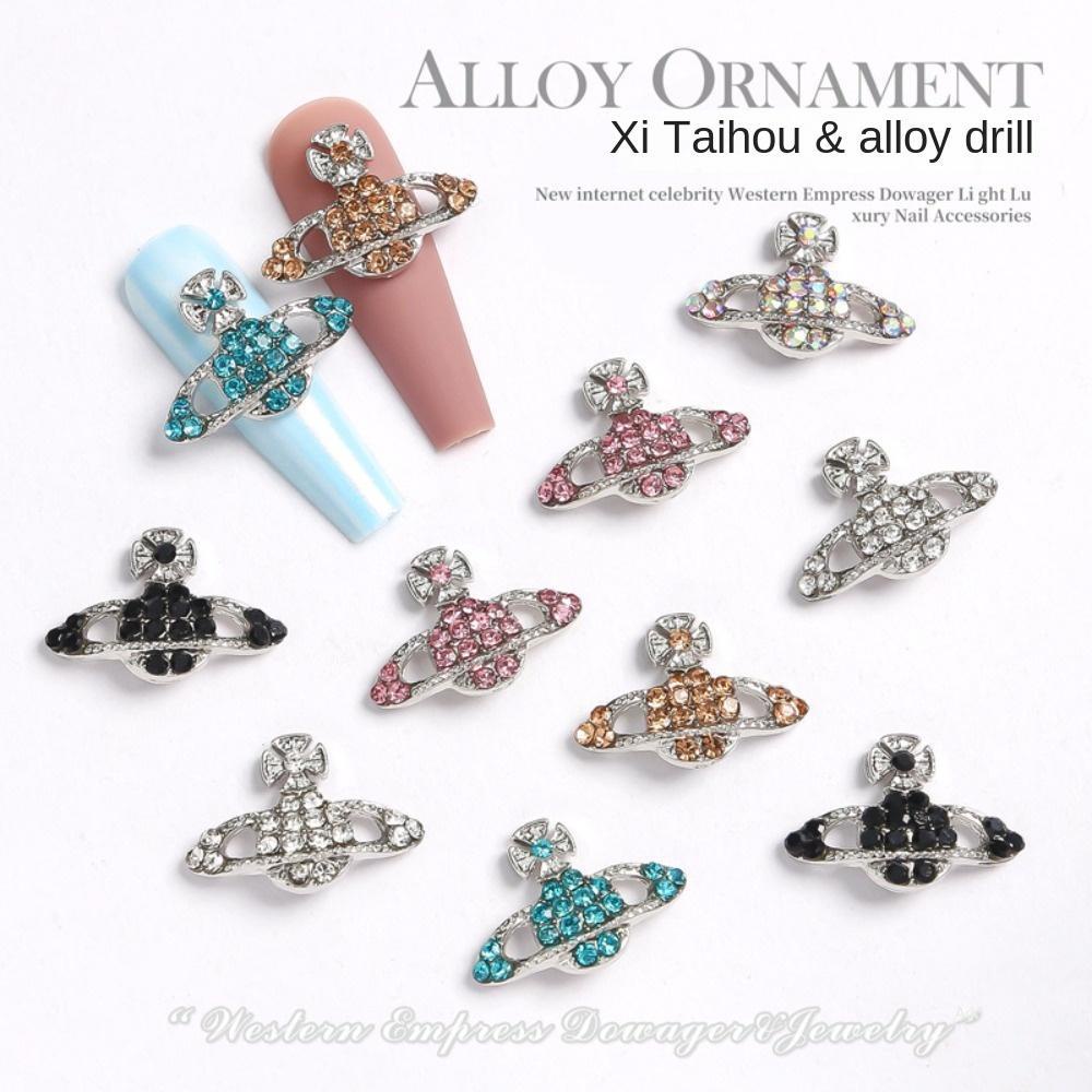 AUGUSTINA Agustina Kuku Berlian Imitasi Wanita Fashion Ikatan Simpul Western Empress Dowager Alloy Cross Jepang Nail Art 3D Nail Art Drills