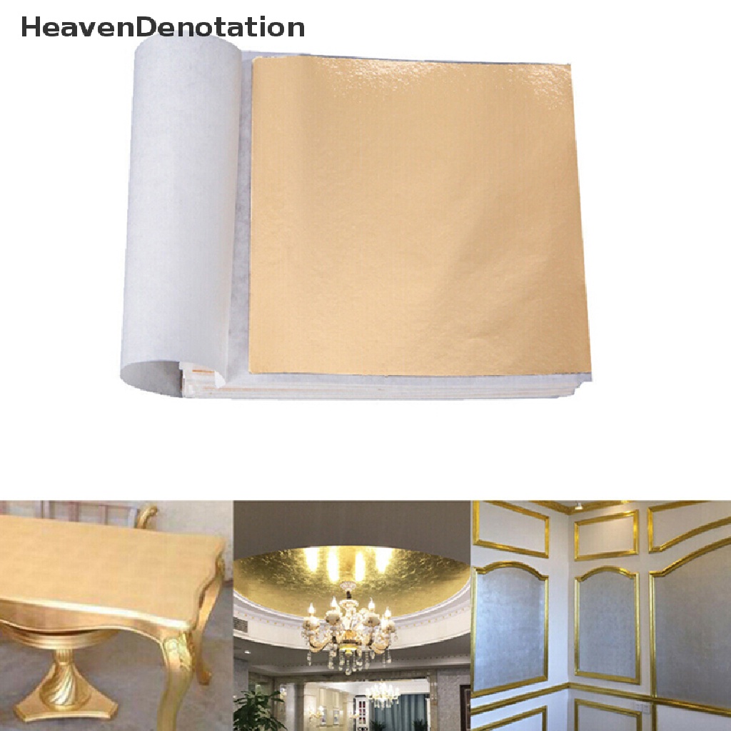 [HeavenDenotation] 100lembar Foil Emas Daun Gilding Kerajinan Tangan Craft Paper Alat Dekorasi HDV