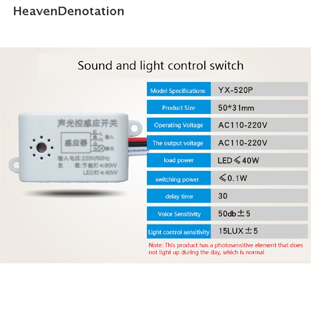 [HeavenDenotation] Saklar Sensor Suara 220V Indoor Cerdas Otomatis On Off Lampu Switch Detector HDV