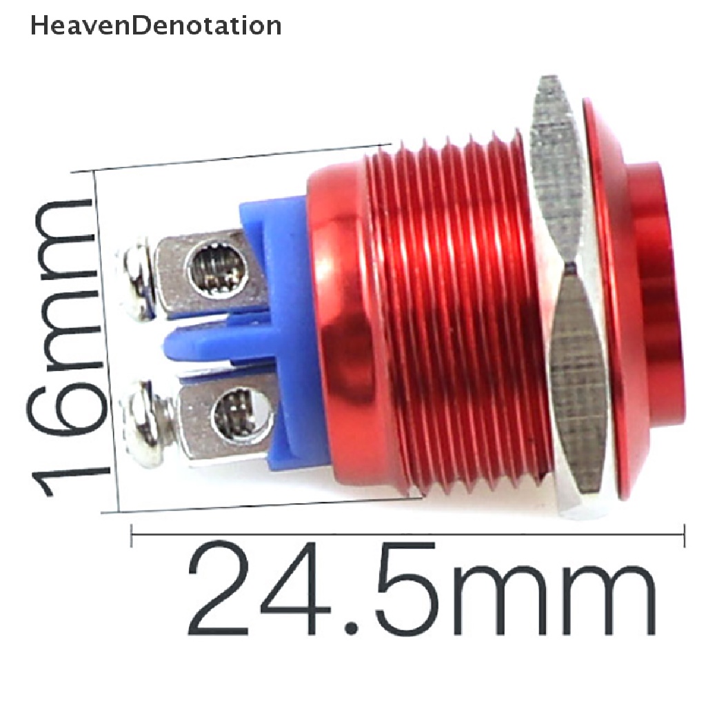 [HeavenDenotation] 1pc Saklar Tombol Tekan Momentary 16mm Waterproof Mount Button Switch HDV