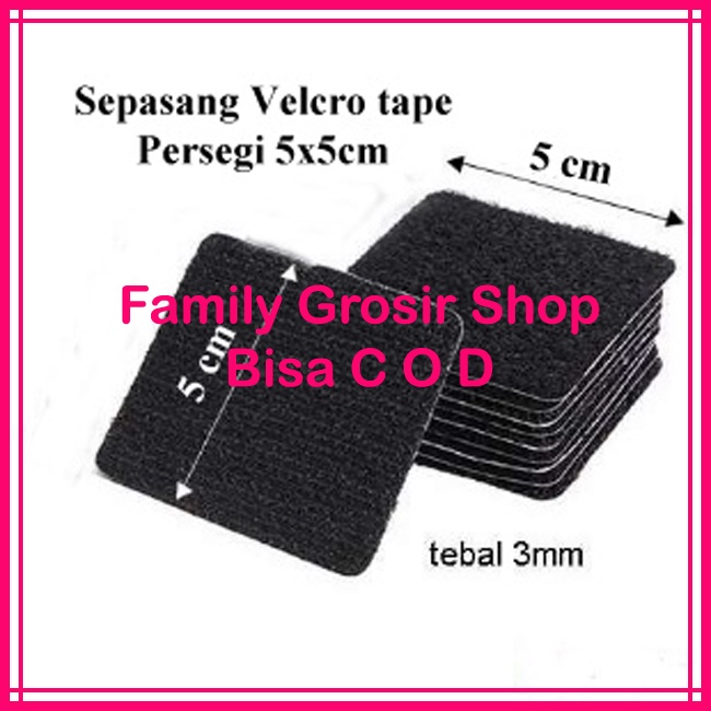 1 Pasang Sticker 2 Sisi Velcro Tape Persegi 2x2cm, 3x3cm, 5x5cm Velcro Double Tape