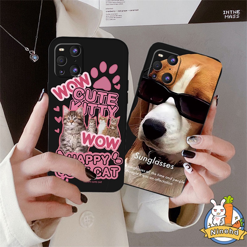 IPHONE Casing Kompatibel Untuk Iphone14 13 12 11 Pro Max X Xr Xs Max8 7 6 6s Plus SE 2020 Lucu Imut Kucing Anjing Tepi Lurus Silikon Casing Ponsel Pelindung Lensa Shockproof Cover Pelindung