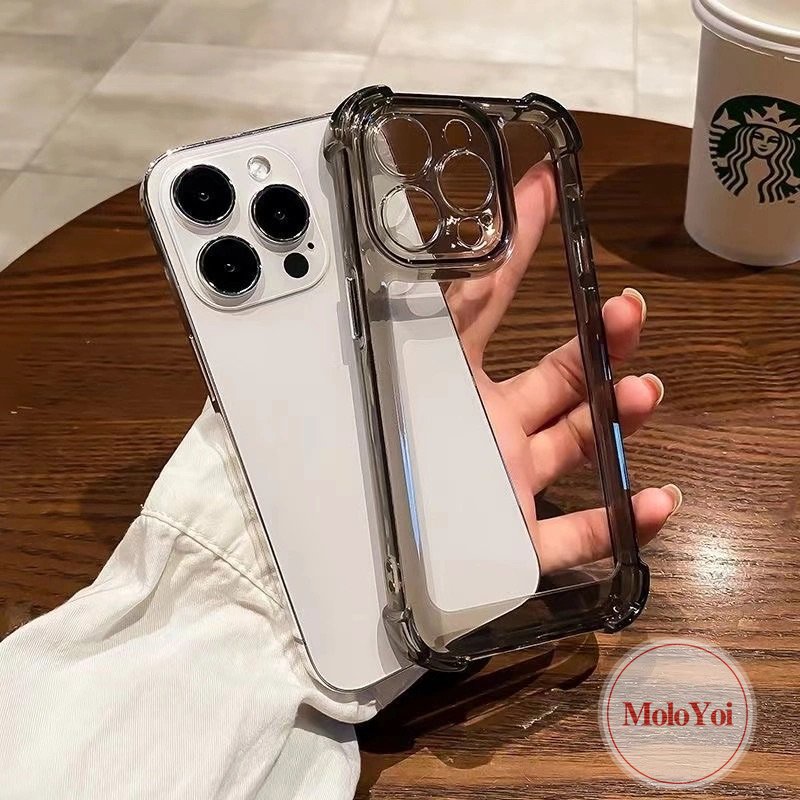 IPHONE Casing Warna Permen Macaron Simple Mewah Kompatibel Untuk Iphone11 14 12 13 Pro MAX XR 7 8 Plus X XS MAX Plating Electroplated Buttons Soft TPU Shock Resistant Back Cover