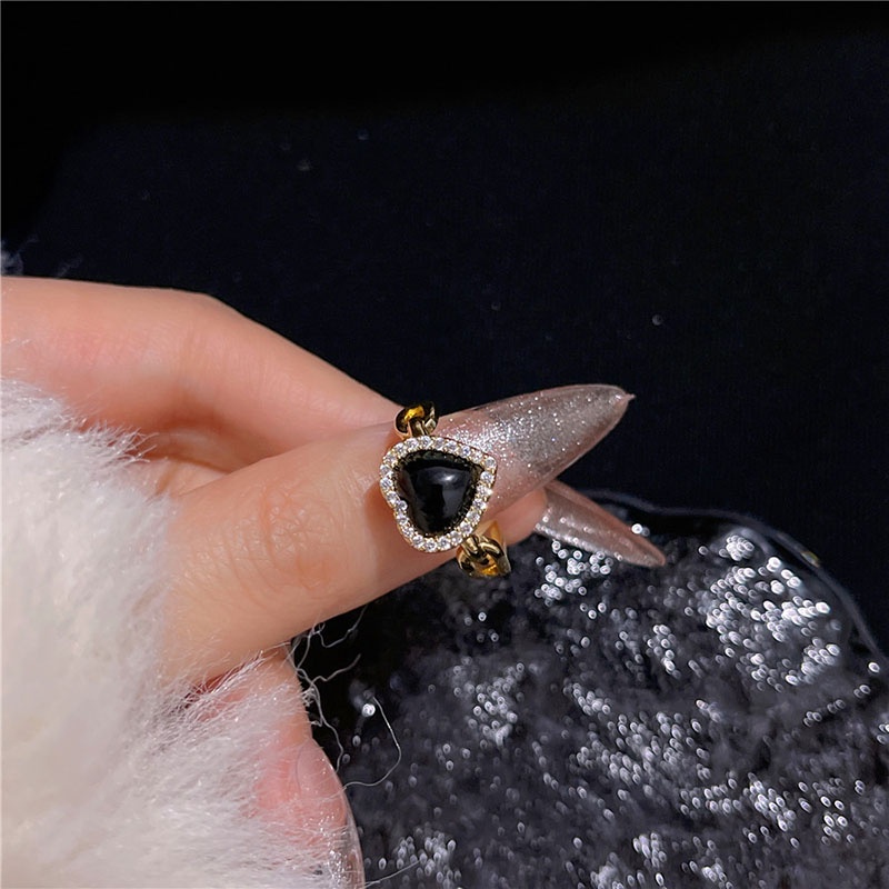 Cincin Fashion Berlian Imitasi Alloy Zircon Pembukaan Hati Untuk Anak Perempuan