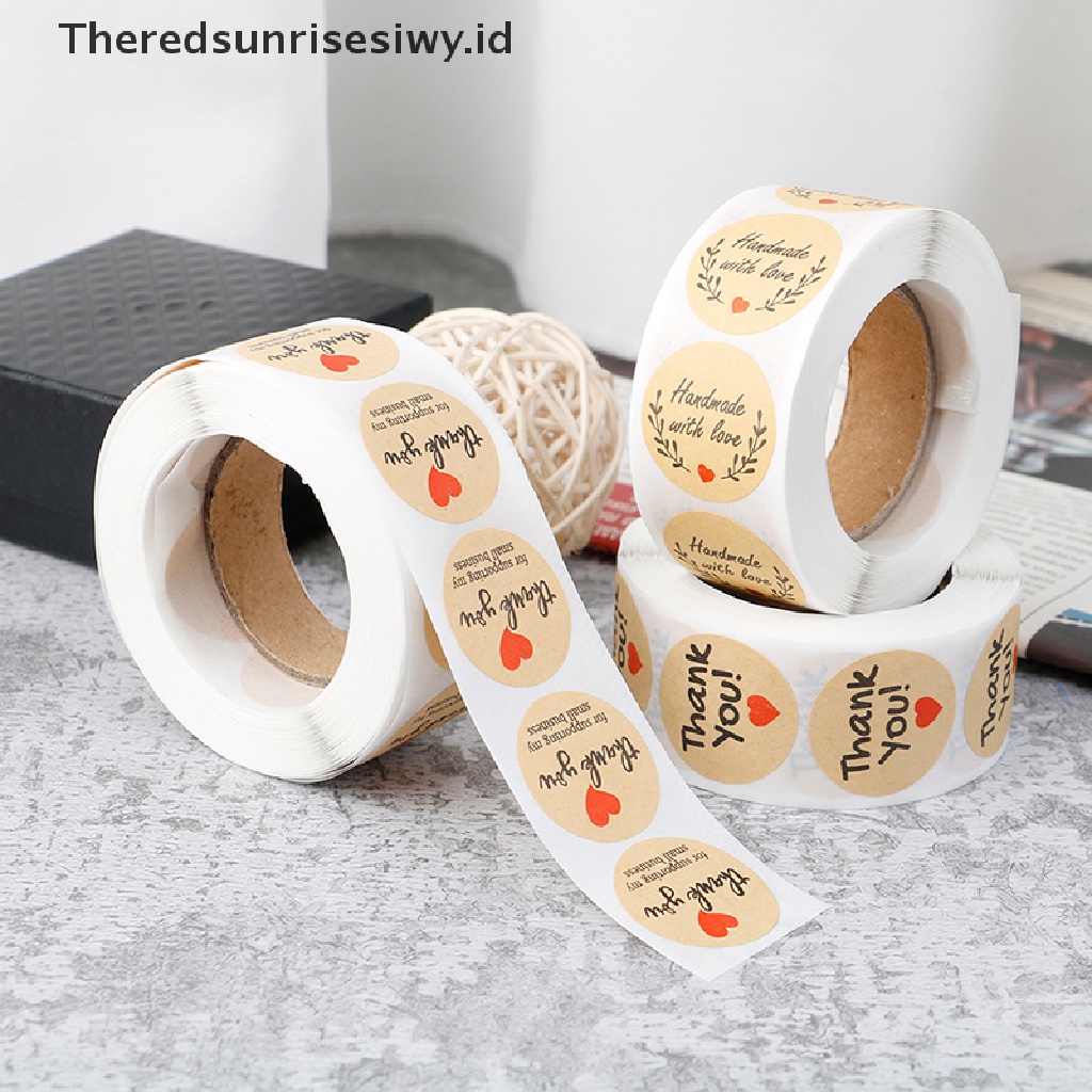 # Kado Mom &amp; PAPA DIY # 500pcs Stiker Thank You Label Segel Label Kertas Bulat er Untuk Dekorasi~