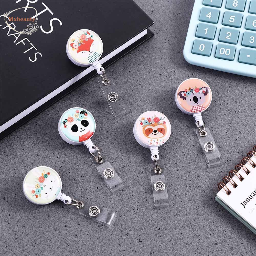 Mxbeauty Gesper Tarik Mudah Kelinci Motif Kartun Hewan Panda Card Holder Klip ID Card Holder Name Tag Holder Kartu Kerja Name Card Holder Nama Badge Holder Clip