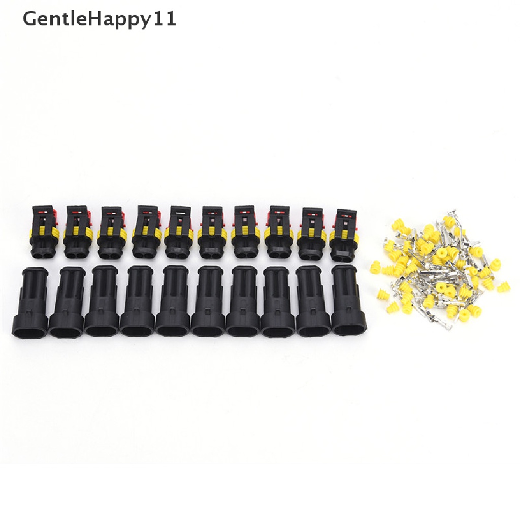 Gentlehappy 10kit 2pin Way Sealed Konektor Kawat Listrik Tahan Air Plug Mobil Auto Sets id