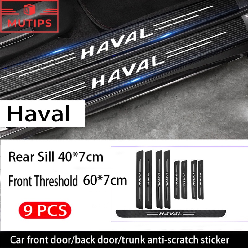 Haval 9Pcs Stiker Pintu Mobil Carbon Fiber Sill Protection Auto Anti Gores Anti Slip Untuk H1 2022 2023 H5 M4 H9 H6 Jolion H2 H2s