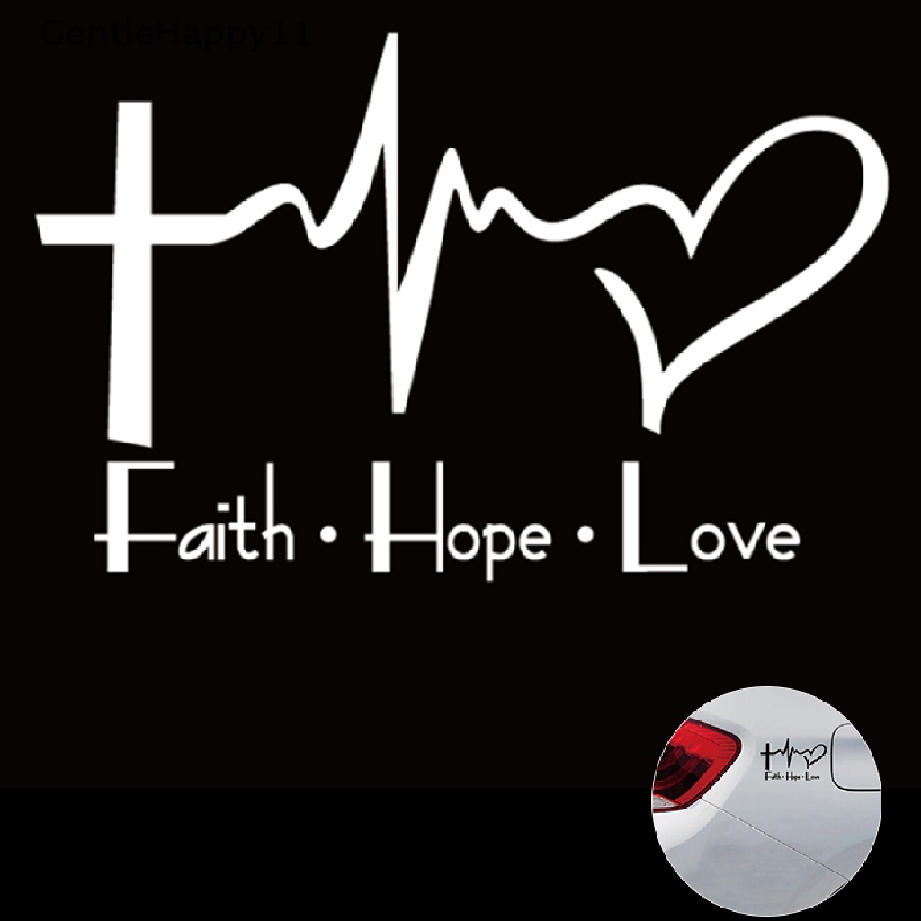 Gentlehappy Faith Hope Love Vinyl Stiker Mobil Kartun Yesus Kristen Religiou Simbol Alkitab id