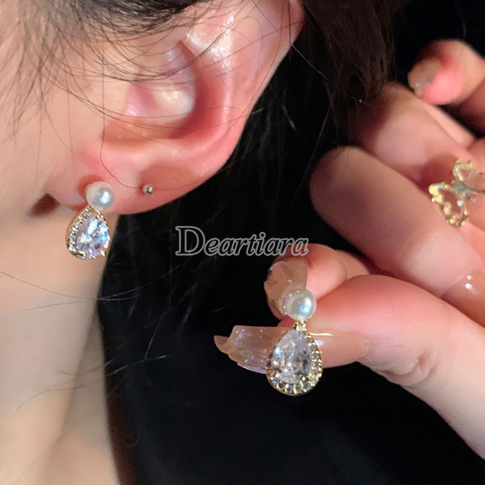 Desain Anting Mutiara Berlian Hias Tetesan Air Modis Dengan Anting High-end