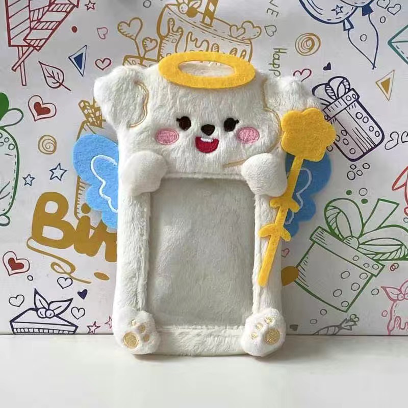 3inch Kpop Photo Card Holder Kawaii Angel Demon Lembut Mewah Tempat Kartu Gantungan Kunci Photo Card Holder Kemasan Charm