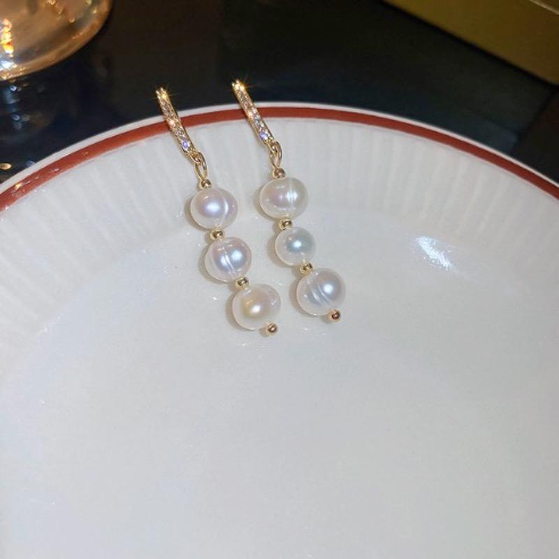 Anting Mutiara Wanita Model Bulat Juntai Oval Aksesoris Wanita Korea