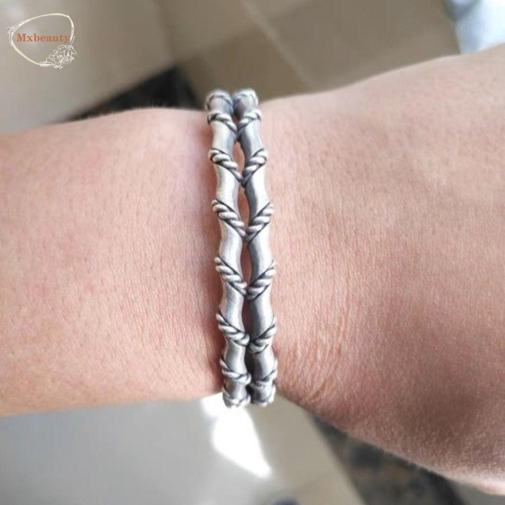 Mxbeauty Perhiasan Pria Pesona Silvery Male Aksesori Adjustable Gaya Jalan Hip Hop Terbuka Gelang