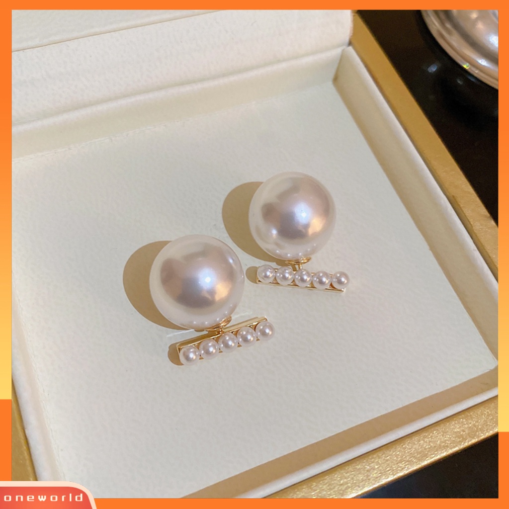 [EONE] 1pasang Anting Wanita Tanpa Sakit Memakai Dekorasi High Gloss Hypoallergenic Faux Pearl Stud Earrings Fashion Jewelry