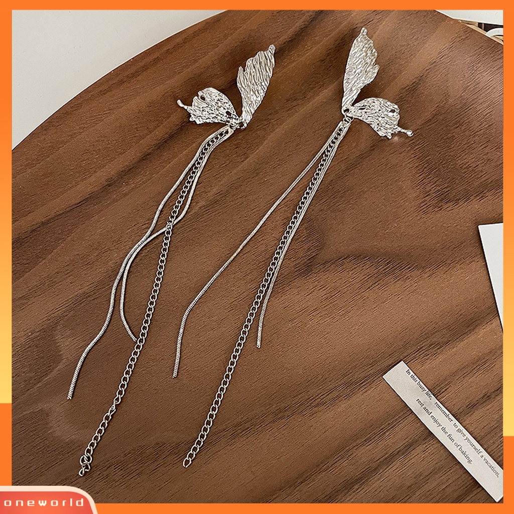 [EONE] 1pasang Menjuntai Anting Eye-catching Pengerjaan Halus Geometris Elektroplating Temperamen Dekorasi Bermutu Tinggi Kupu-Kupu Berlian Imitasi Rumbai Anting Fashion Perhiasan