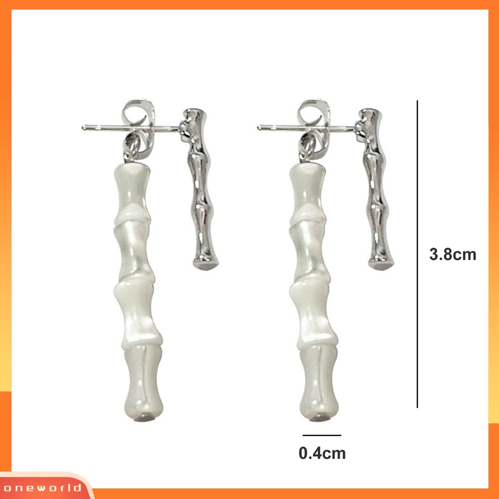 [EONE] 1pasang Anting Pejantan Gaya Cina Temperamen Elegan Bi-color Bamboo Joint Menjuntai Earrings Fashion Jewelry