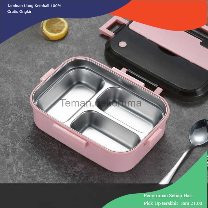 TD - RTG UPORS Kotak Makan Insulasi Leak Proof Stainless Steel Lunch Box 3 Grid - UP3