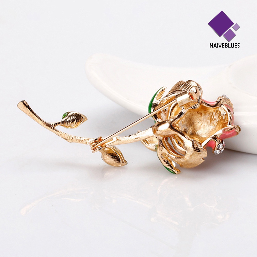 &lt; Naiveblues &gt; Fashion Wanita Berlian Imitasi Hias Bunga Bros Pin Dekorasi Perhiasan Hadiah