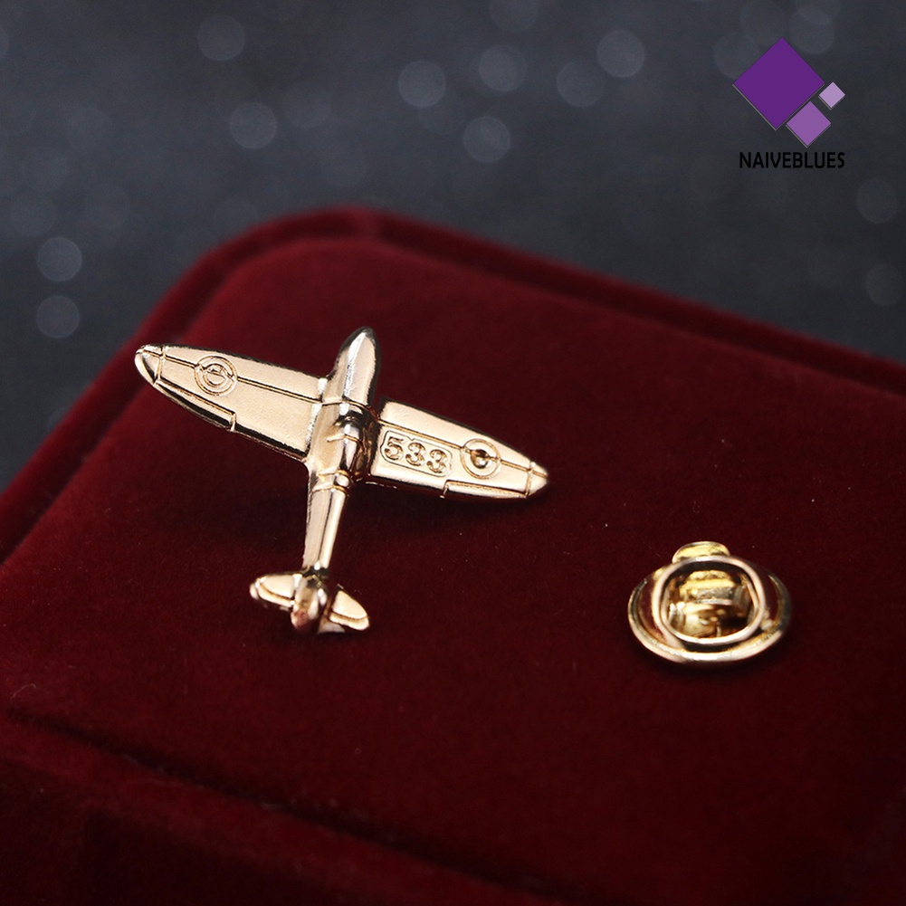 &lt; Naiveblues &gt; Unisex Fashion Bentuk Pesawat Bros Pin Jas Kerah Lencana Aksesori