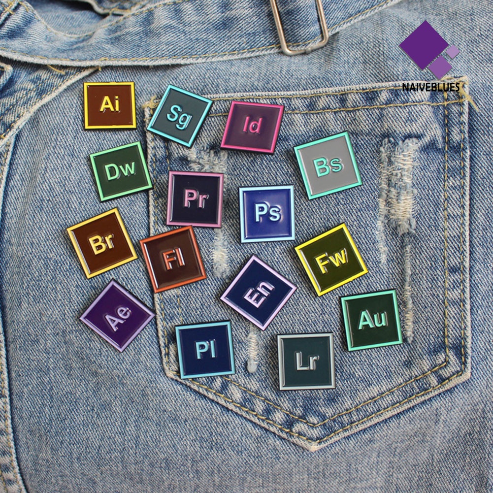 &lt; Naiveblues &gt; Fashion Unisex Lr Bs Huruf Square Enamel Pin Jaket Lencana Dekorasi
