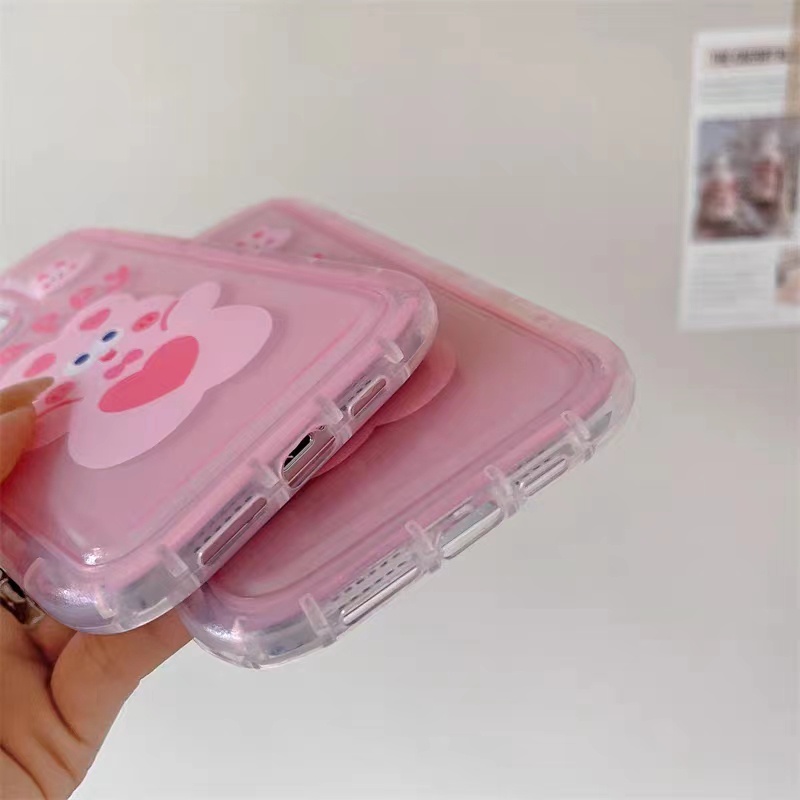 IPHONE Ins Kelinci Casing Ponsel Cocok Untuk Iphone11 14 14pro 14plus 13 13mini 13pro 13prm iPhone12 7Plus 8Plus Xr XS 13 12mini Pro Max Empat Sudut Casing Ponsel Transparan Tahan Guncangan