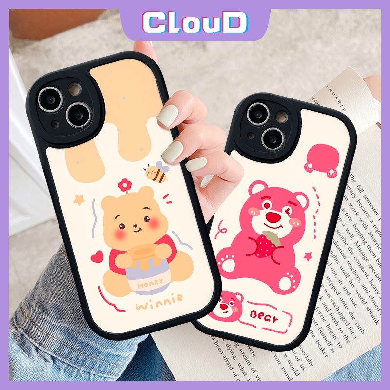 Cute Strawberry Bear Case Infinix Smart5 6 Hot 10T 10s 11s 11 10 9 Play Hot 10 Lite Note8 Kartun Winnie The Pooh Manyo Lembut Tpu Penutup Belakang