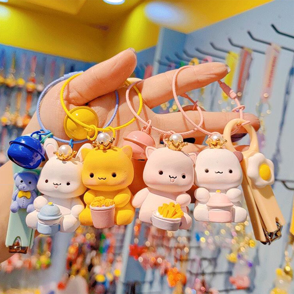 Kartun Mahkota Hewan Kecil Gantungan Kunci Liontin Portable Tang Kuku Set Boneka Lucu Tas Liontin Gantungan Kunci Mobil Phone Case Pendant