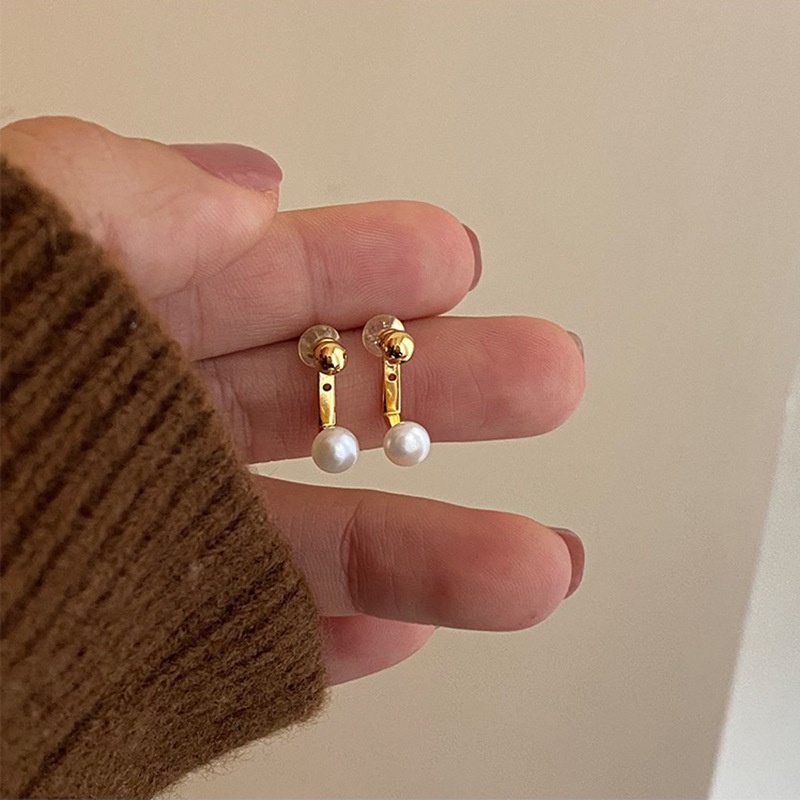 Ay (CN) Anting Mutiara Simple Anting Tusuk Emas Untuk Aksesoris Perhiasan Wanita