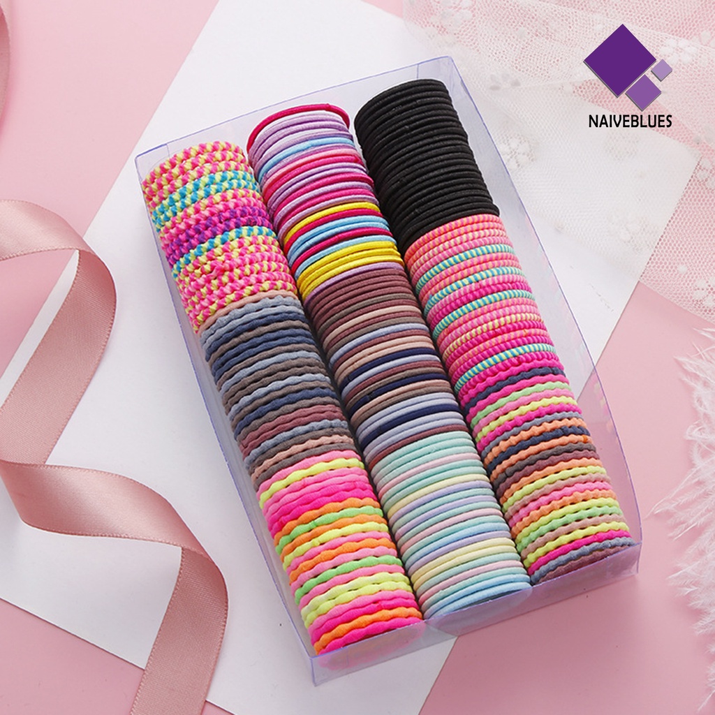 &lt; Naiveblues &gt; 50Pcs 3cm Ikat Rambut Elastis Ponytail Holders Band Styling Rambut Untuk Anak Perempuan