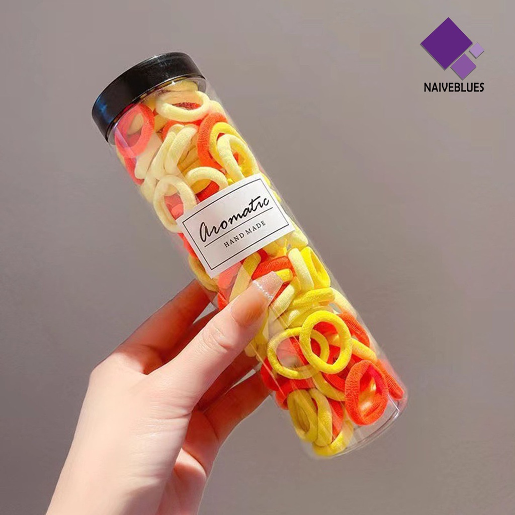&lt; Naiveblues &gt; 100Pcs Ikat Rambut Anak Perempuan Anti Jatuh Permen Hiasan Kepala Tali Pengikat Elastis Aksesoris Rambut