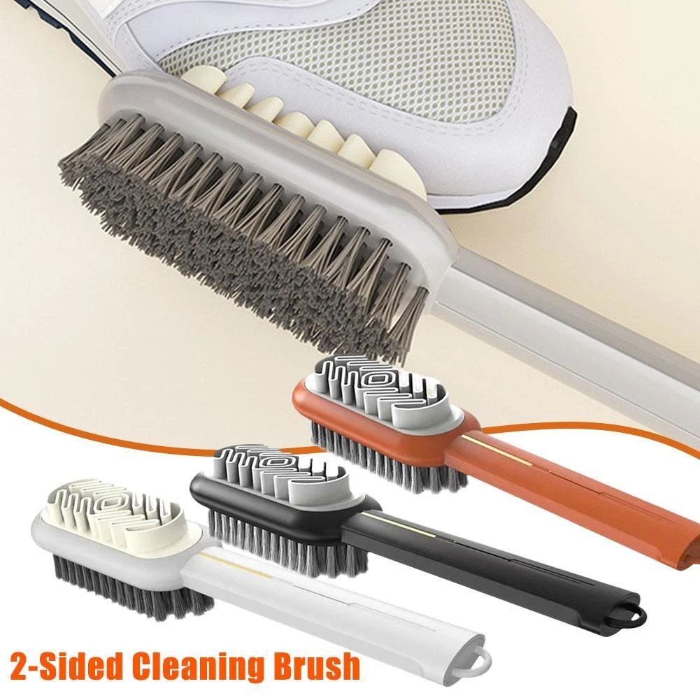 2-in-1 Brush Rubber Shoe Brush for Suede Boots Shoes Bulu Lembut Sikat Sepatu Kulit Pembersih Noda Debu Baja Dengan Plastik Karet Boot Alat Pembersih Aksesoris Rumah