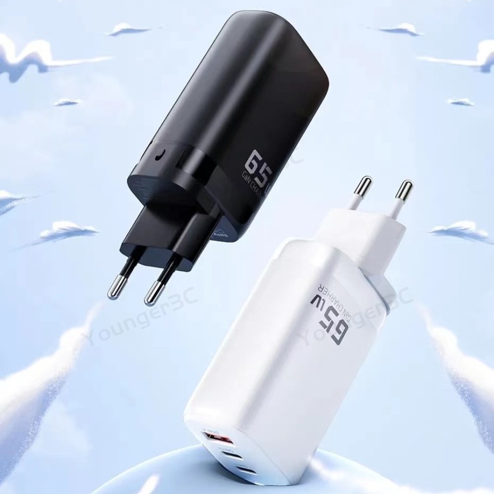 Steker Switching Gratis 65W GaN Charger QC3.0+2PD Fast Charging Charger Untuk ios Android Tipe C Charger Laptop Adaptor Komputer