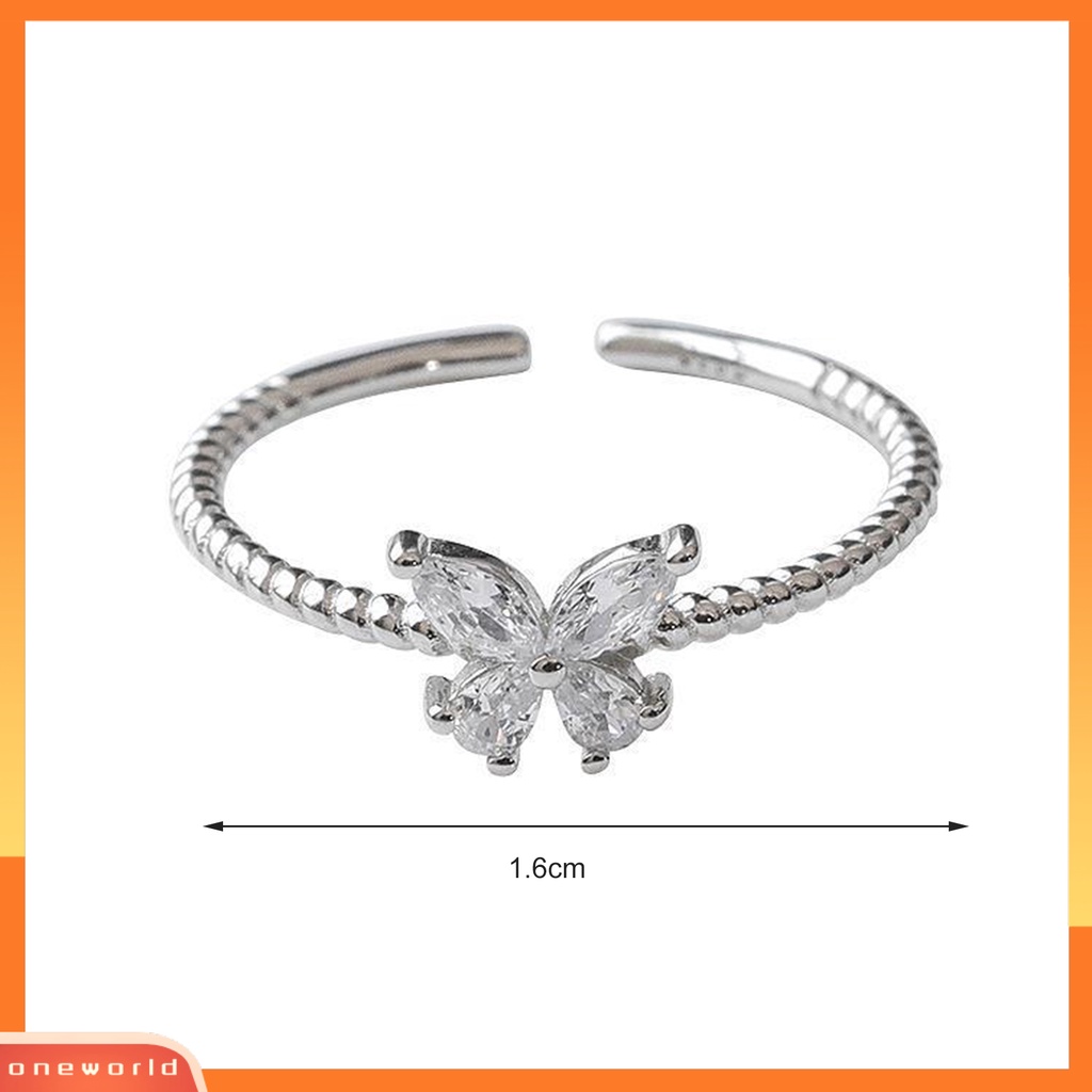 [EONE] Wanita Cincin Berlian Imitasi Mengkilap Eye-catching All-match Open Adjustable Perhiasan Hadiah Anti Luntur Wanita Butterfly Finger Ring Aksesoris Fashion Untuk Pacaran