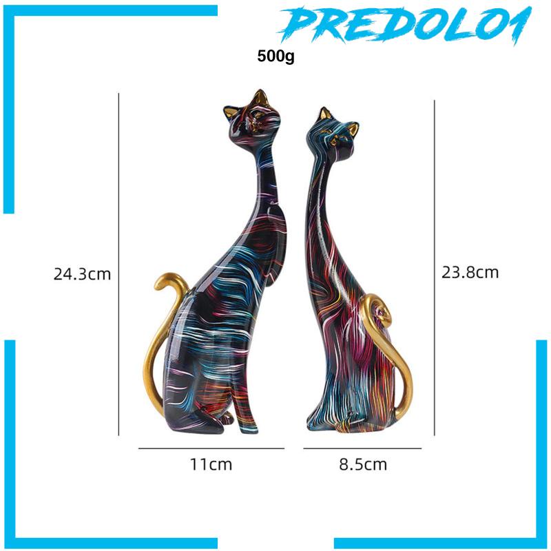 [Predolo1] 2buah Patung Kucing Patung Hewan Bahan Resin Untuk Ruang Tamu Patung Abstrak