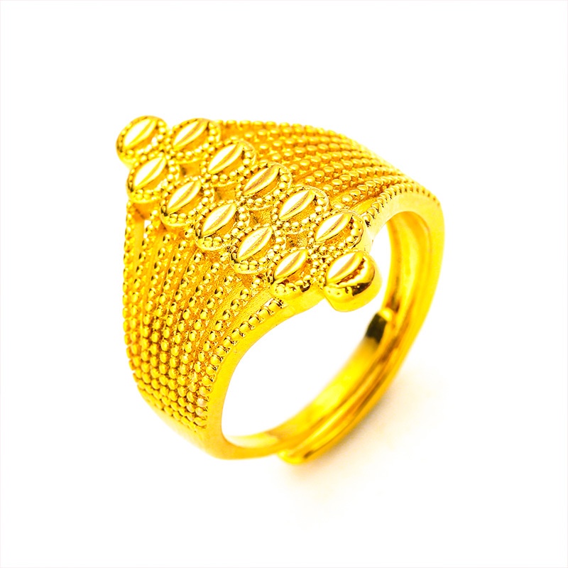 Goldkingdom Perhiasan Fashion 24K Bangkok Aksesoris Spot Wanita Besar Bunga Cincin Mendominasi Minimalis