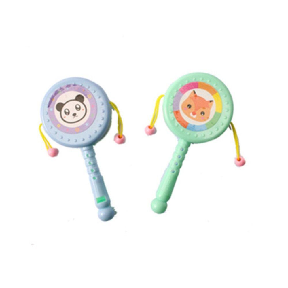 REBUY Rebuy Kartun Rattle Bayi Mainan Hadiah Ulang Tahun Musik Edukasi Dini Perkusi Alat Musik Anak Mainan Musik Hadiah Hari Anak Perlengkapan Pesta Anak Rattle Drum Musical