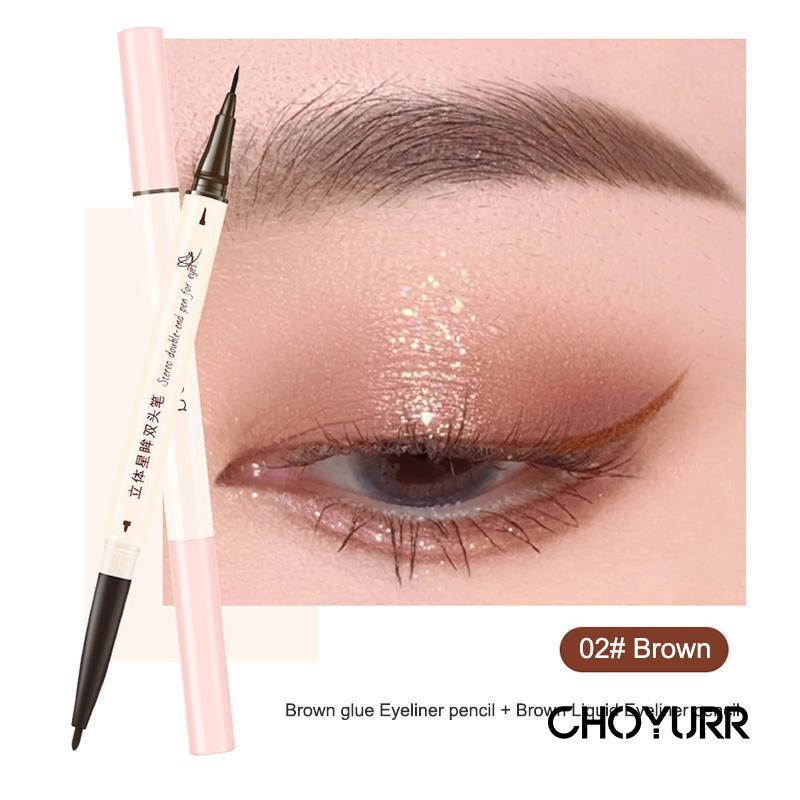 【COD】2 In 1 Lying Silkworm Pen / Eyeliner Brown Black Double Head Waterproof Tahan Lama -CH