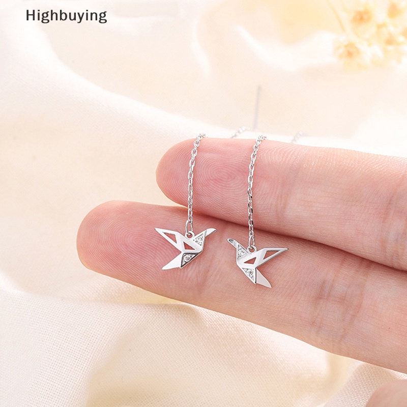 Hbid 1pasang Perhiasan Sederhana Origami Paper Crane Menjuntai Rumbai Anting Garis Untuk Wanita Gadis Fashion Perhiasan Hadiah Glory