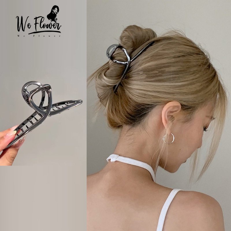 We Flower Minimal Geometris Logam Klip Cakar Rambut Besar Untuk Wanita Perempuan Elegan Besar Penjepit Rambut Ponytail Holder Jepit Rambut Sederhana Fashion Aksesoris Styling Rambut