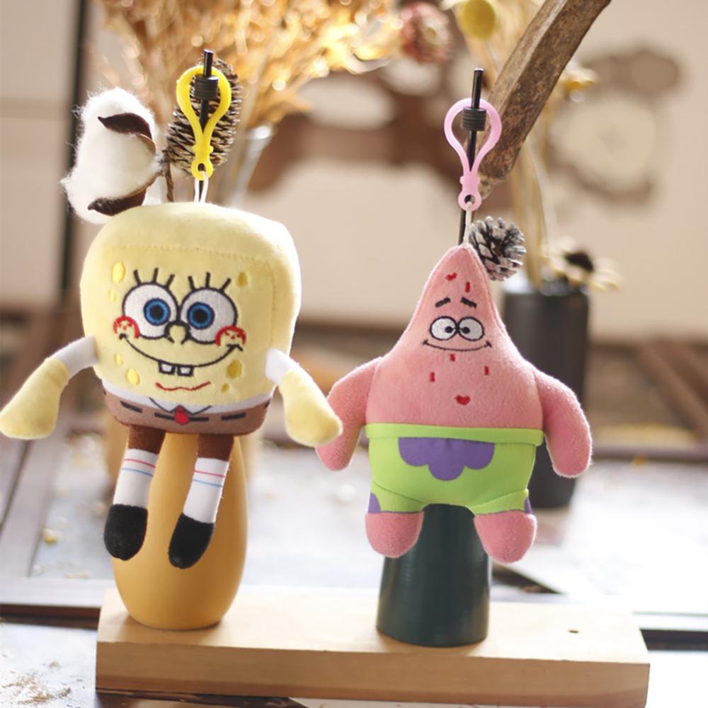 Timekey 12 cm Lucu Spons Bob Mainan Mewah Gantungan Kunci Indah Tas Ransel Liontin Patrick Star Gantungan Kunci Dekorasi Gantungan Kunci Mainan Mewah I3L5