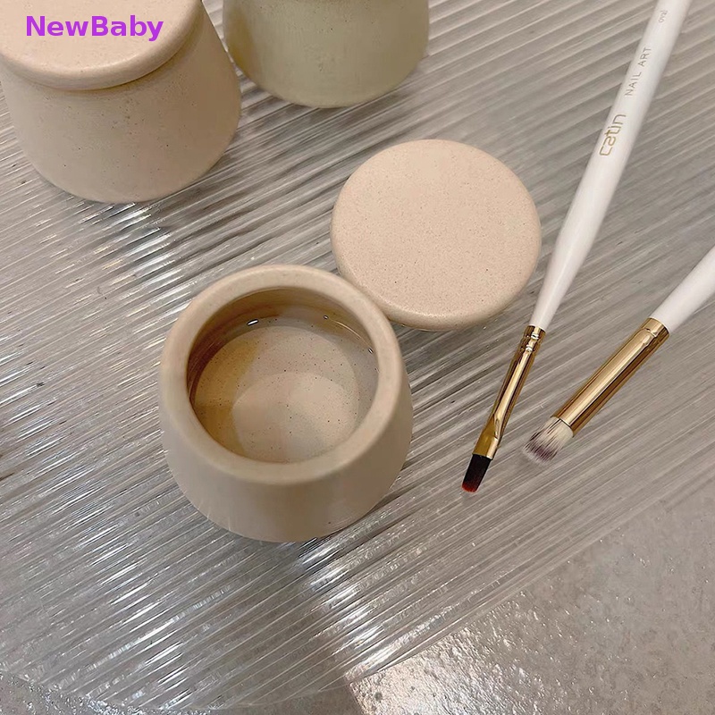 Newbaby Nail Art Keramik Dengan Tutup Crystal Cup Nail Removal Nail Wash Pen Menebal Cup ID