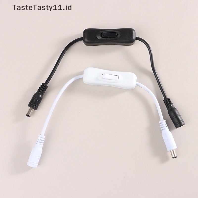 Tastetasty 1Pc Saklar Lampu DC 12V Female Male Kabel Listrik Hitam Putih Saklar Konektor DC.