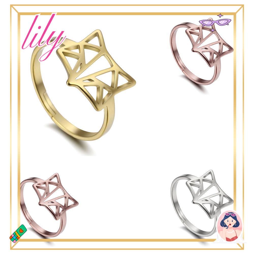 Cincin LILY Fox Hadiah Perhiasan Hewan Lucu Anti Karat