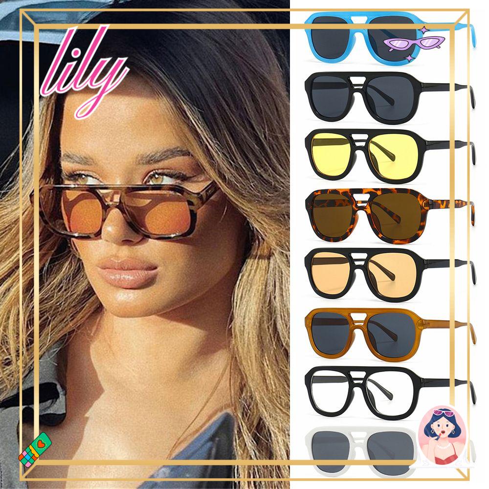 Lily Double Bridge Sunglasses Vintage Jelly Color UV400 Eyewear Kacamata Matahari