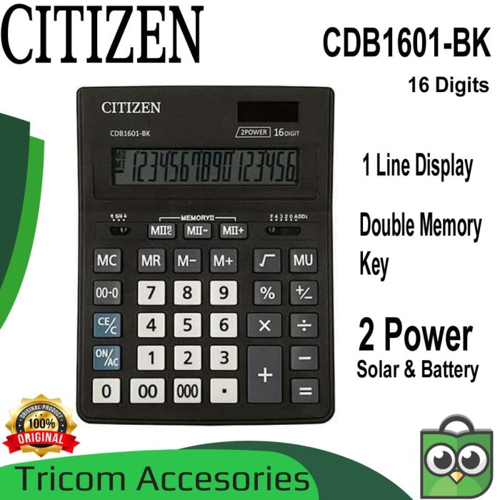 

Kalkulator Citizen CDB1601-BK Calculator 16 Digits