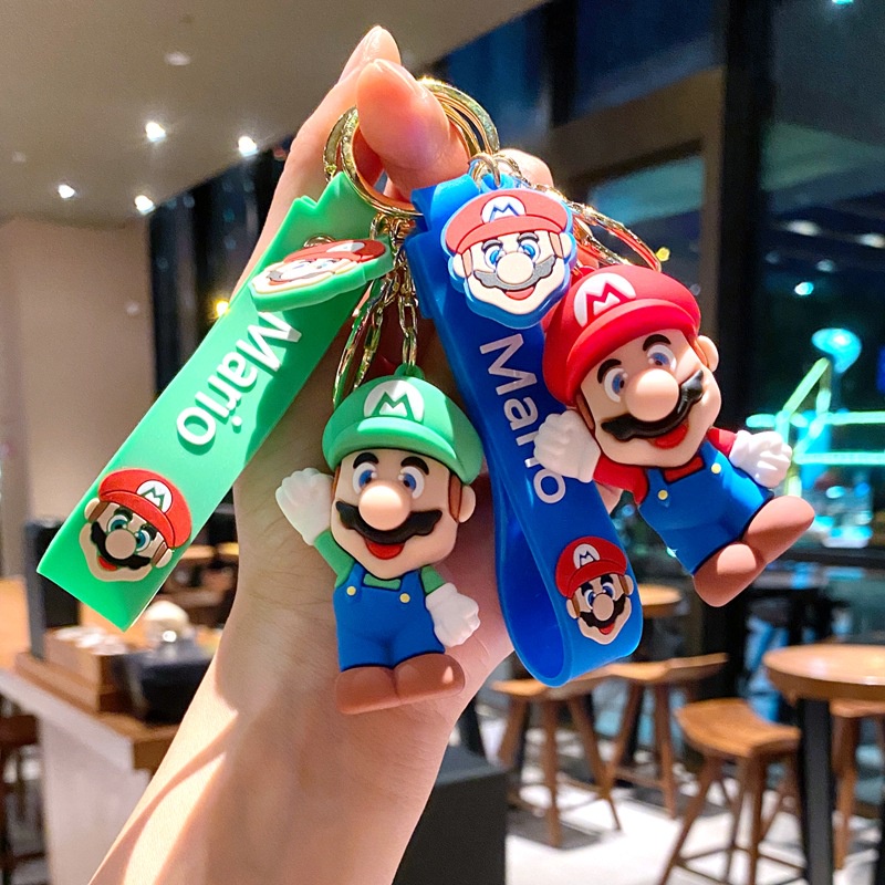 Gantungan Kunci Game 3D Super Marie Dengan Tali Timbul Anti Hilang Universal Mobil Rumah Keys Rantai Tas Ransel Airpods Inpods Case Cover Pendant