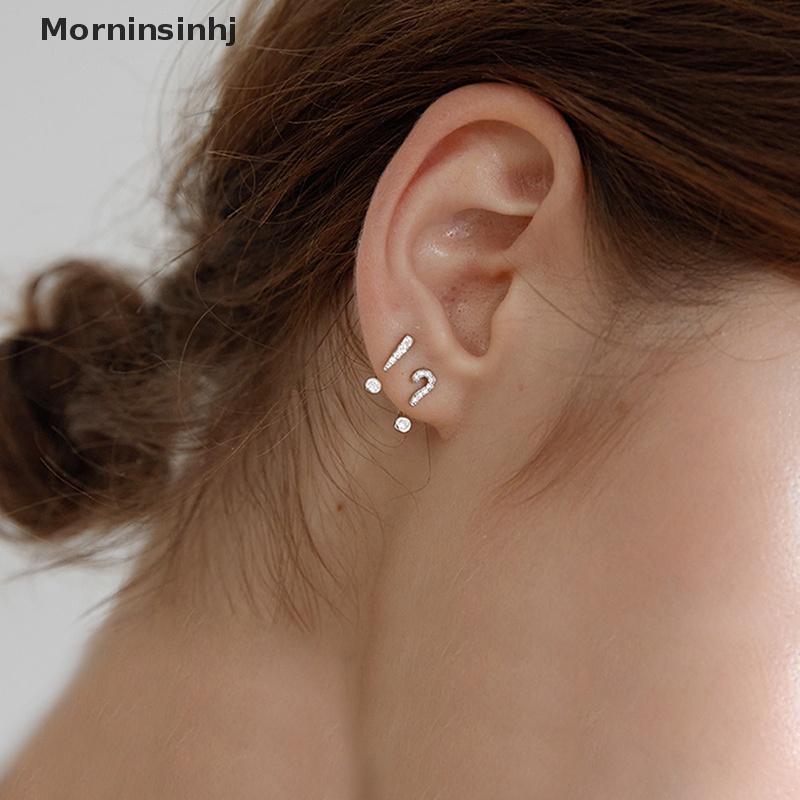 Mornin Anting Stud Tanda Tanya Kristal Fashion Korea Untuk Wanita Warna Silver Aksesoris Perhiasan Pernikahan Hadiah id